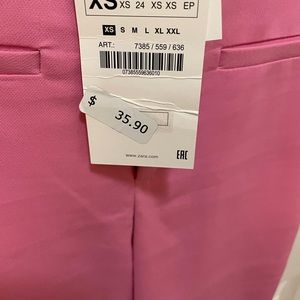 Zara cotton stretch pink cropped pants size xs